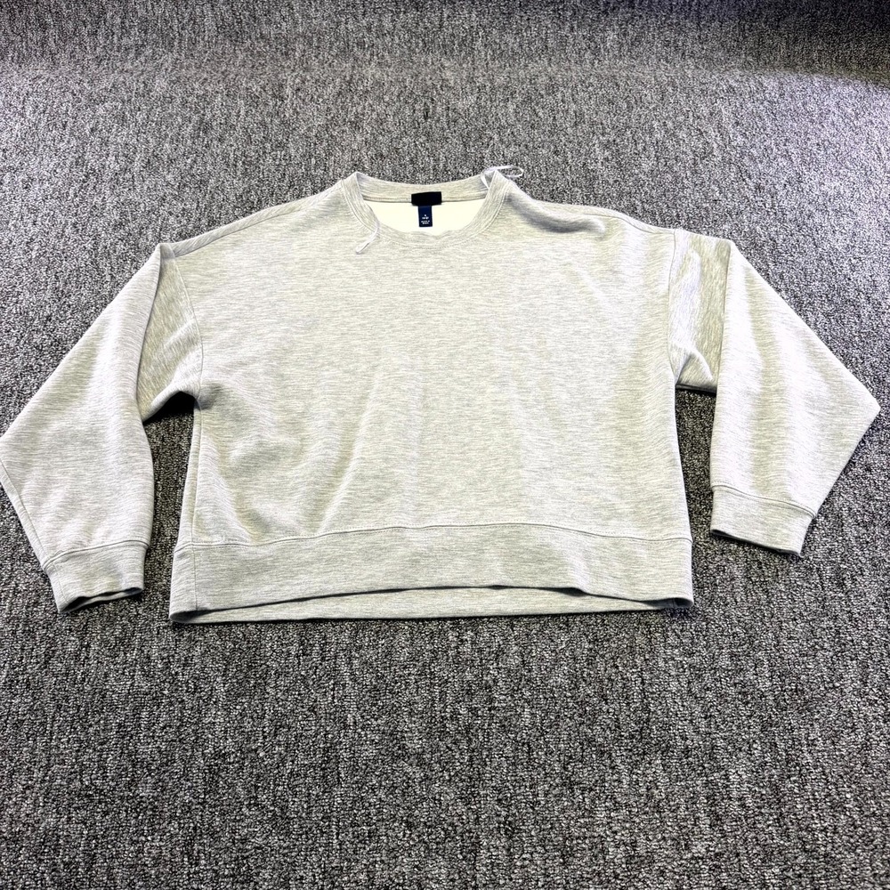 Scoop Cropped Sweatshirt Womens Small Heather Gray Scubaknit Stretch Pullover